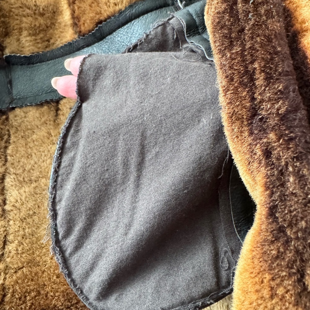 Women's Brown 💯% genuine shearling Fur Trim Coat - Picture 6 of 13